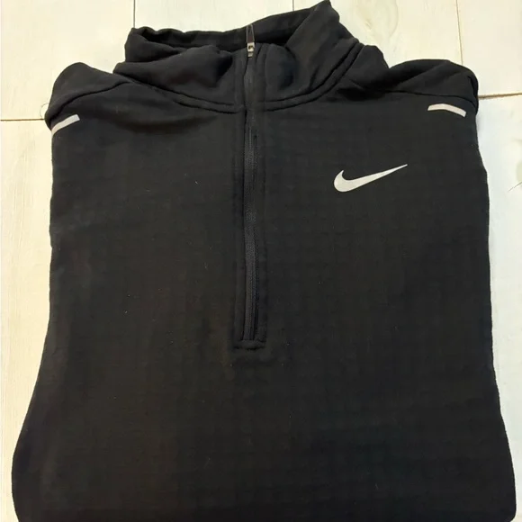 Nike Running 1/4 Zip Black Patterned Pullover Mens Size Medium Athletic Fit - Picture 3 of 8